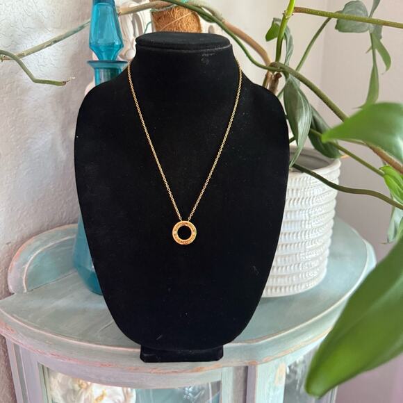 Michael Kors Gold Tone Ring Pendant Necklace - Picture 1 of 7